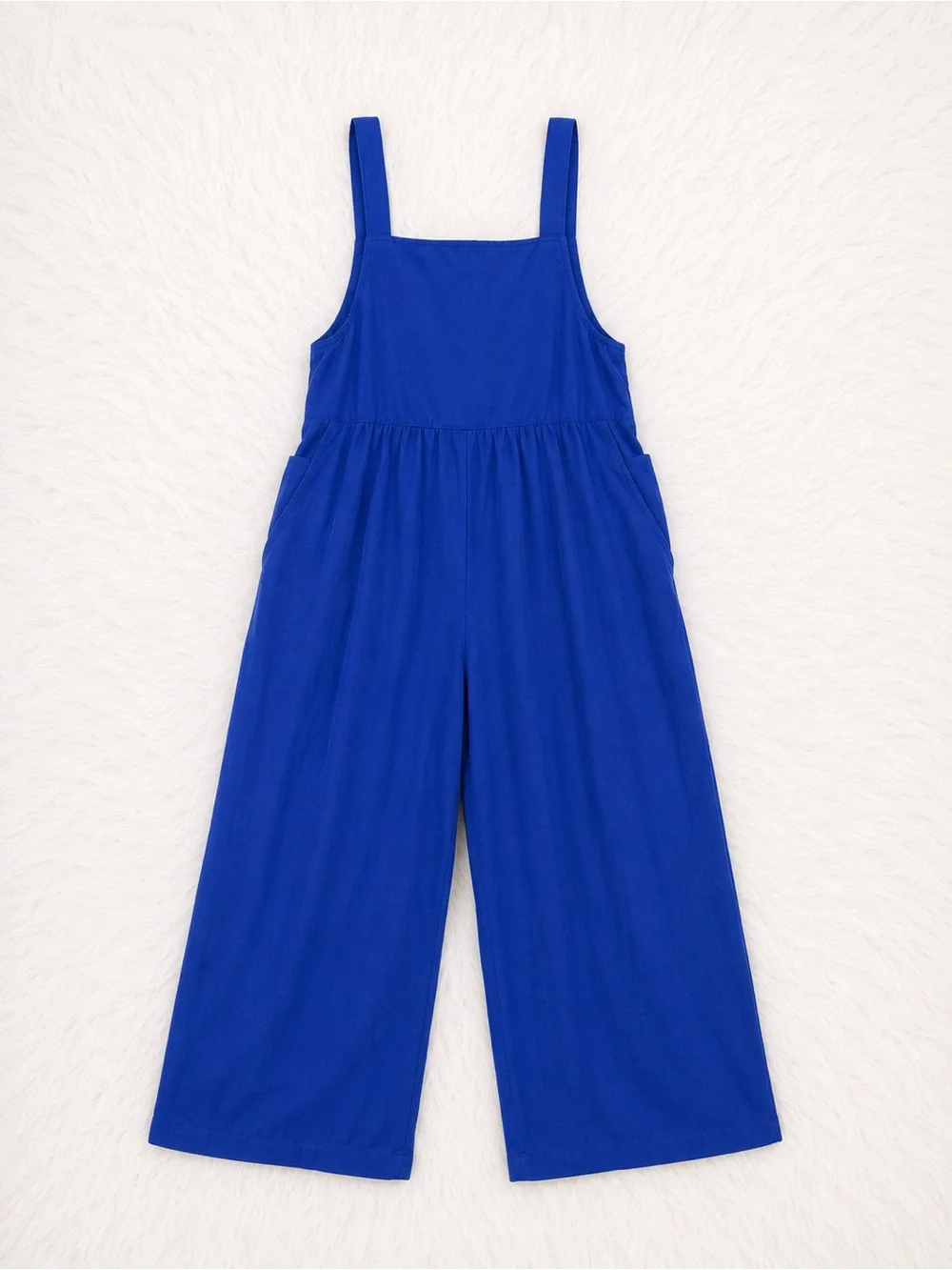 Cobalt Blue Wide Leg Jumpsuit Overalls Medium Boho Minimalist Boutique Romper - Picture 3 of 3
